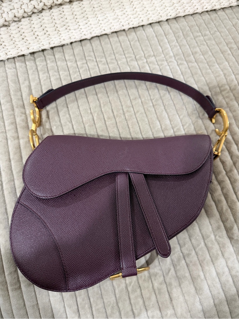 Dior Plum Saddle Crossbody Bag with Gold Hardware - Picture 2 of 8